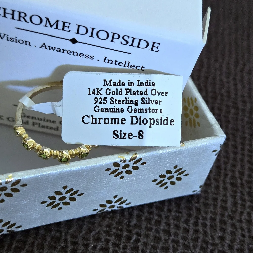 Shivam Chrome Diopside💚 Half Eternity♾️ Ring - NIB - Picture 7 of 15